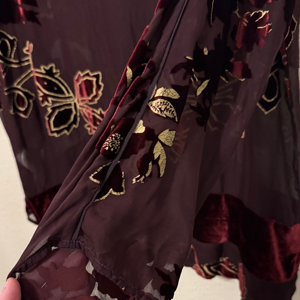 Roberto Cavalli Burgundy Blouse with Sheer Paneling - Picture 6 of 11